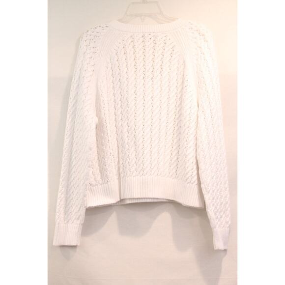 Talbots Open Stitch Cable Sweater Womens size XLP White V-Neck Long Sleeve - Picture 4 of 6